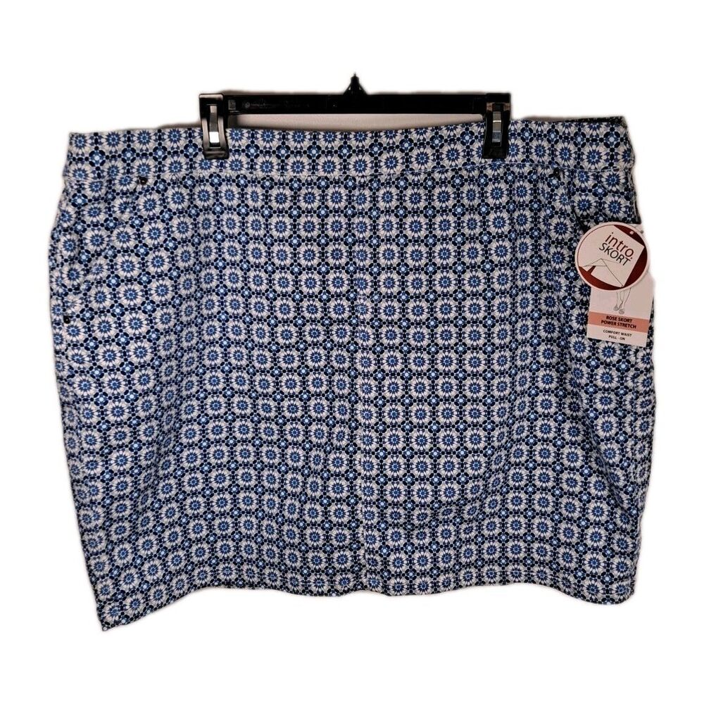 Intro Love the Fit Rose Skort Sz 20W Power Stretch Comfort Waist Blue Geometric
